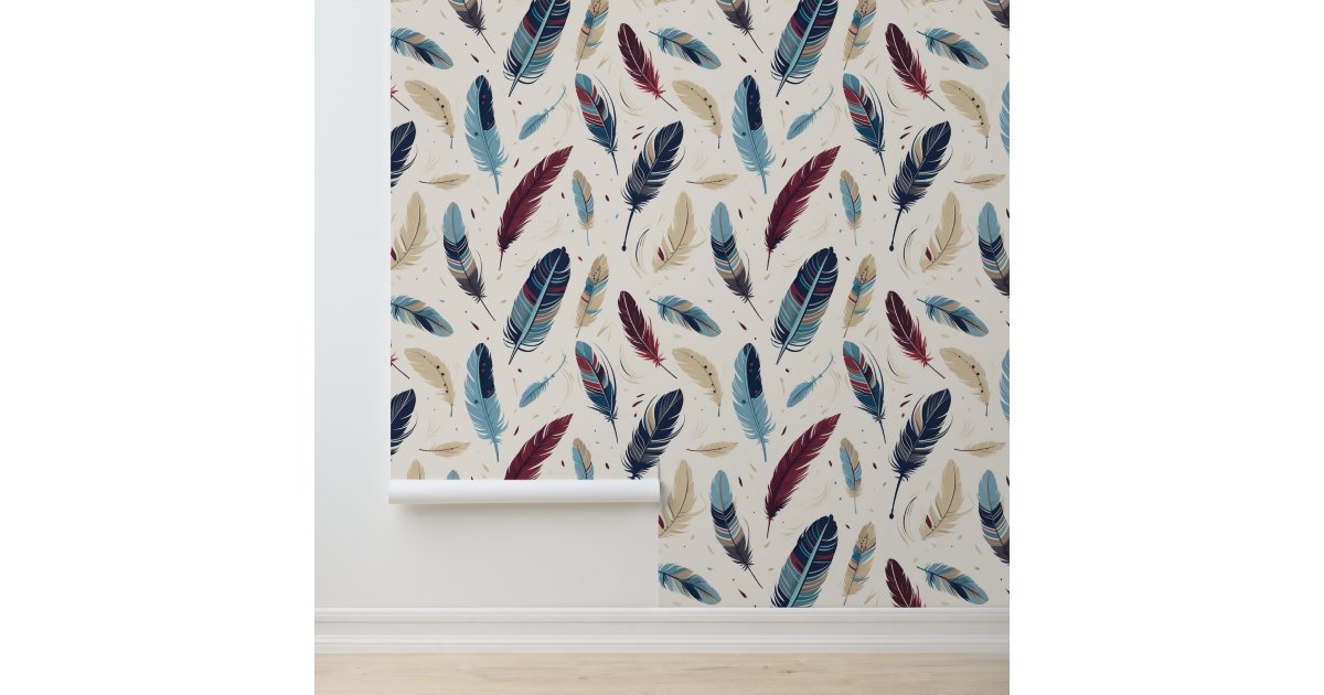 Aztec Native American Feather Pattern Wallpaper | Zazzle
