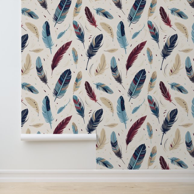  Aztec Native American Feather Pattern Wallpaper (Application)