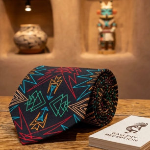 Aztec Native American Geometric Lined Pattern Art Neck Tie