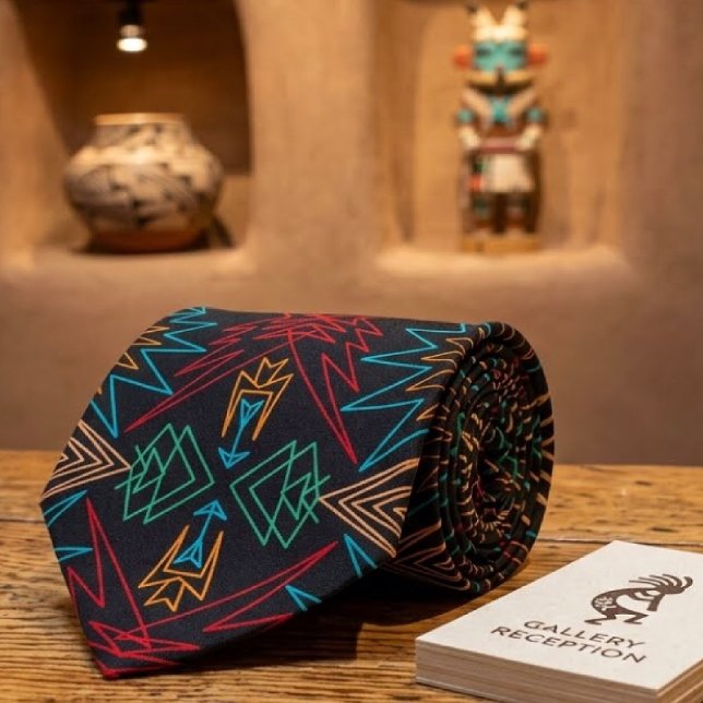 Aztec Native American Geometric Lined Pattern Art Neck Tie (Creator Uploaded)