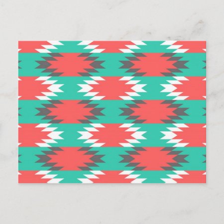 Aztec Native American Turquoise And Pink Pattern Postcard