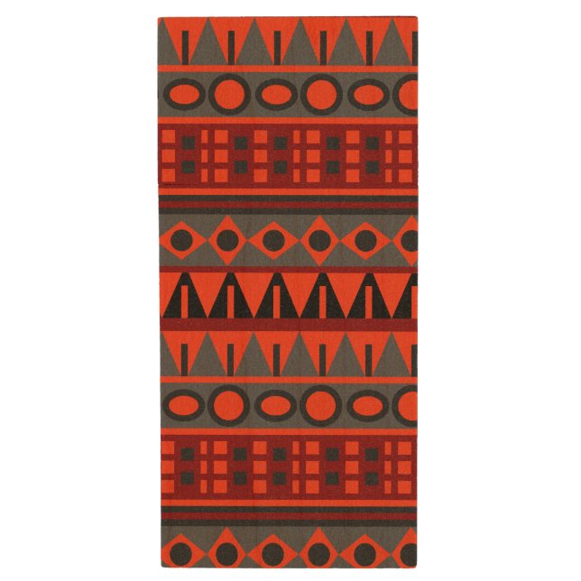 Aztec native pattern wood flash drive (Front Vertical)