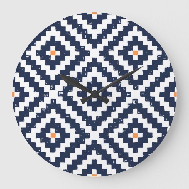 Aztec Navajo Ethnic Seamless Pattern Large Clock (Front)