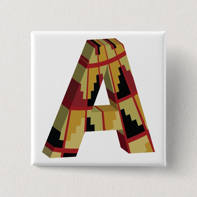 Aztec Navajo Pattern Letter A Button (Front)