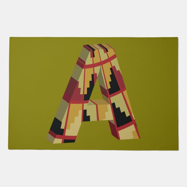 Aztec Navajo Pattern Letter A Doormat (Front)