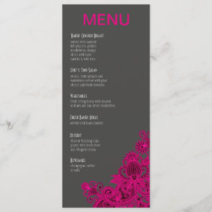 Aztec Paisley Dinner Menu - fuschia charcoal