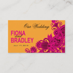 Aztec Paisley Wedding Website fuschia nectarine Enclosure Card