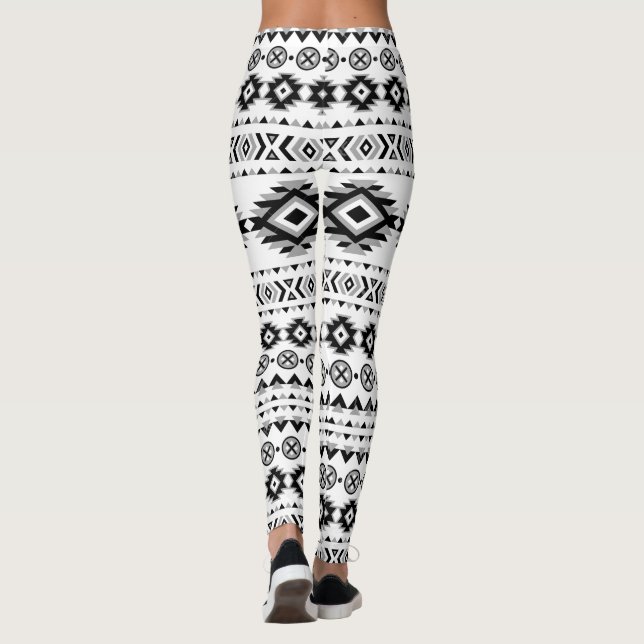 Aztec Pattern Black and White Leggings (Back)