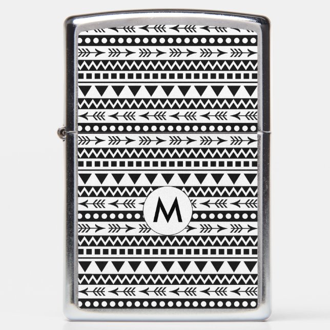 Aztec Pattern custom monogram lighter (Front)