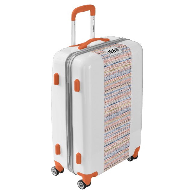 Aztec Pattern custom monogram luggage (Rotated Left)