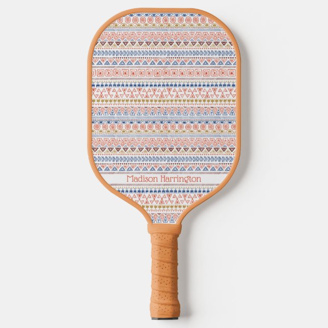 Aztec Pattern Custom Name Pickleball Paddle (Front)