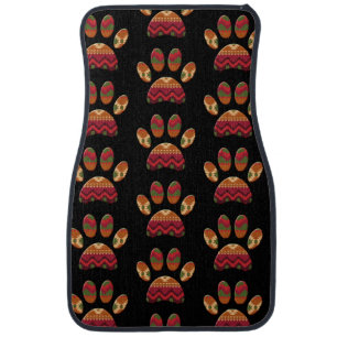 Aztec Pattern Dog Paw Car Floor Mat
