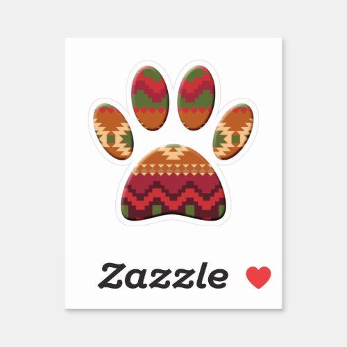 Aztec Pattern Dog Paw Sticker