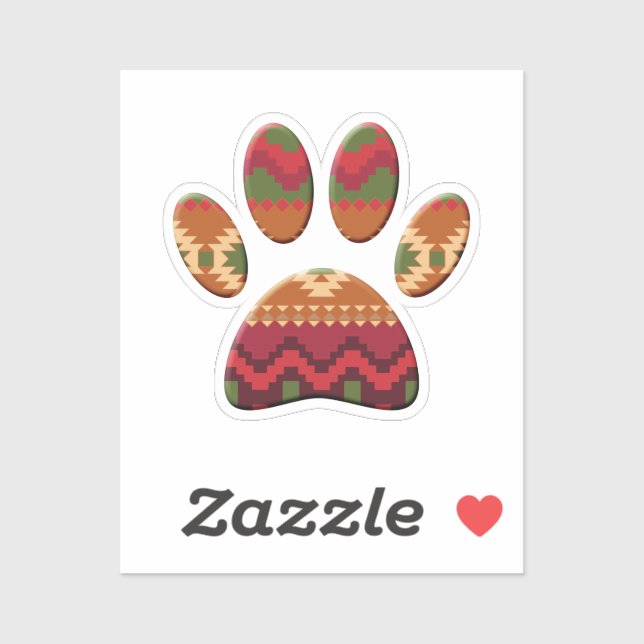 Aztec Pattern Dog Paw Sticker (Sheet)