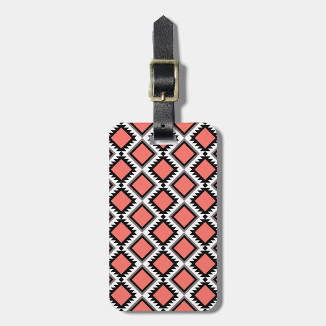 Aztec pattern luggage tag (Front Vertical)