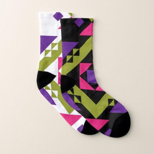 Aztec Pattern Mix N Match Duo All Over Print Socks