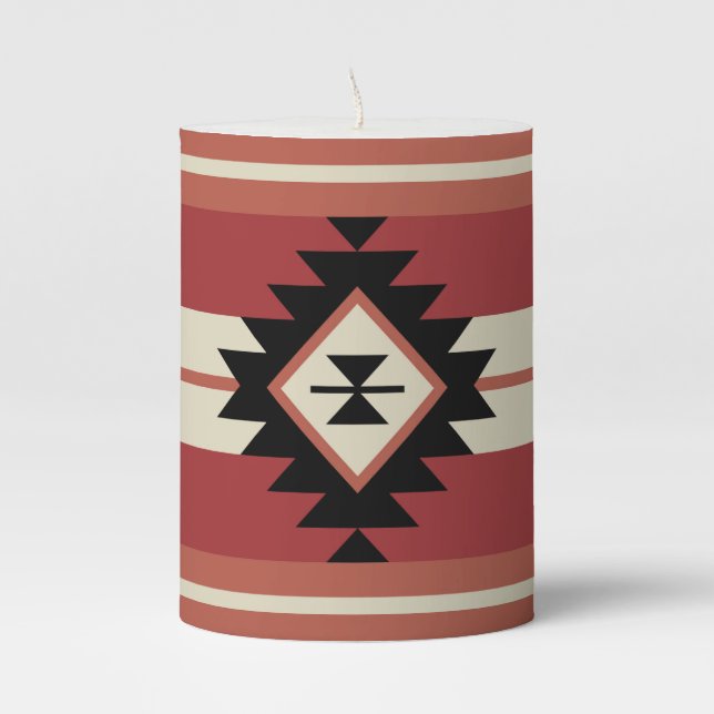 Aztec pattern pillar candle (Front)