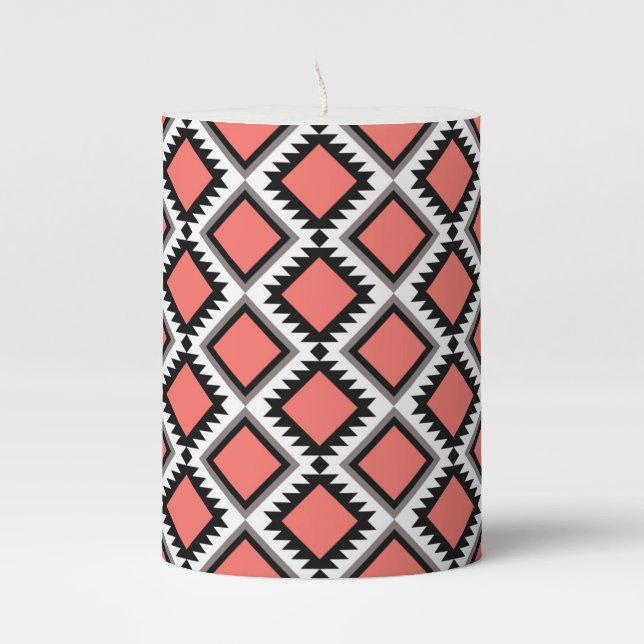 Aztec pattern pillar candle (Front)