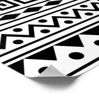 Aztec pattern Poster in black and white color