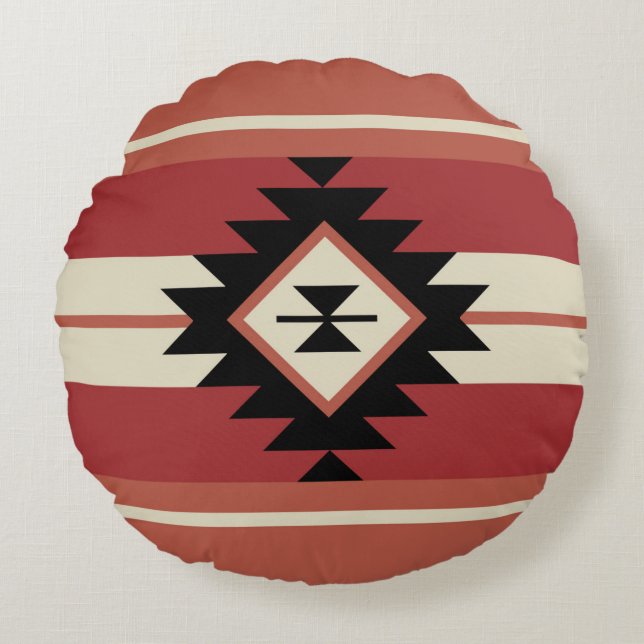 Aztec pattern round pillow (Front)