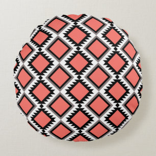 Aztec pattern round pillow