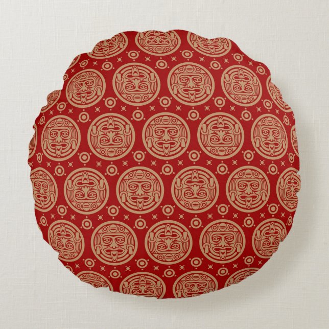 Aztec Pattern Round Pillow (Front)