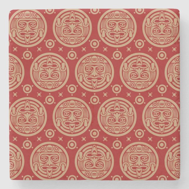Aztec Pattern Stone Coaster (Front)