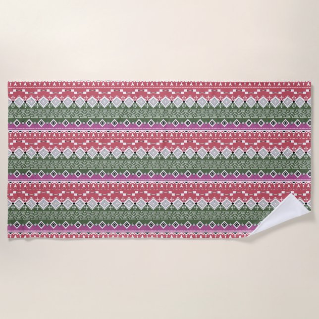 Aztec pattern, stripes / beach towel (Front)