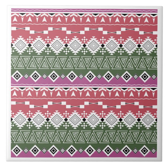 Aztec pattern, stripes . ceramic tile (Front)