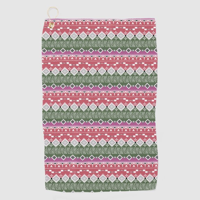 Aztec pattern, stripes . golf towel (Front)