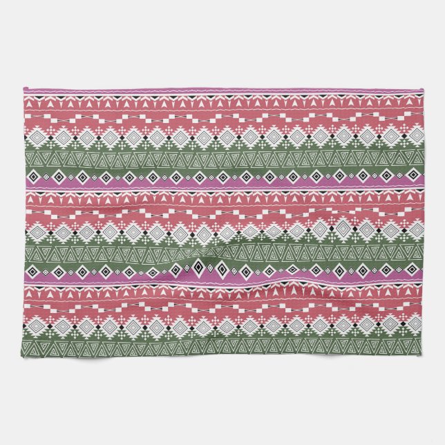 Aztec pattern, stripes . kitchen towel (Horizontal)