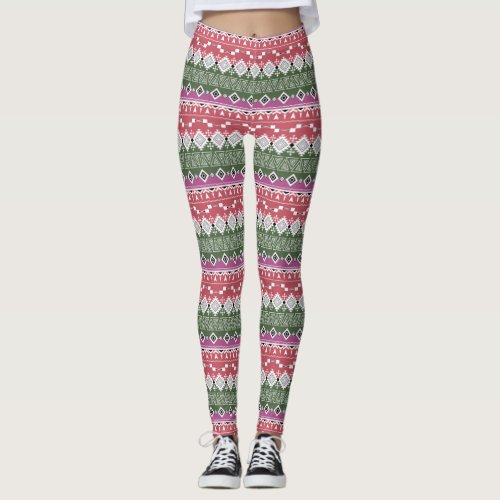 Aztec pattern stripes  leggings