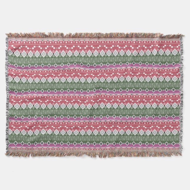 Aztec pattern, stripes . throw blanket (Front)