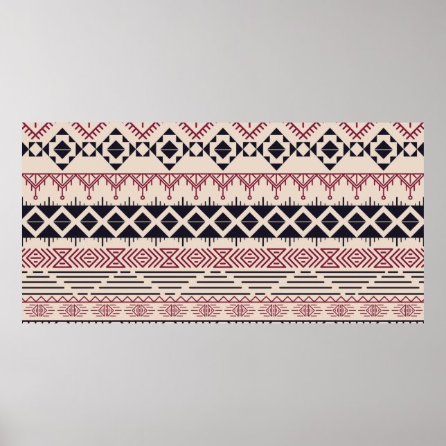 Aztec pattern. Vintage tribal background Poster (Front)