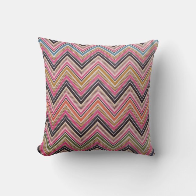 Aztec Pink Red Green Chevron Girly Pattern Throw Pillow (Front)