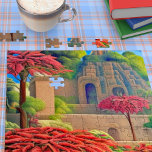 Aztec Poinsettias #2 Jigsaw Puzzle<br><div class="desc">This puzzle is just the right size. The beautiful printed artwork highlights a mythical prehispanic terraced garden in the jungle,  with highlights of red poinsettias. It’s easy to put together and makes a great gift for the holidays or any time of year.</div>