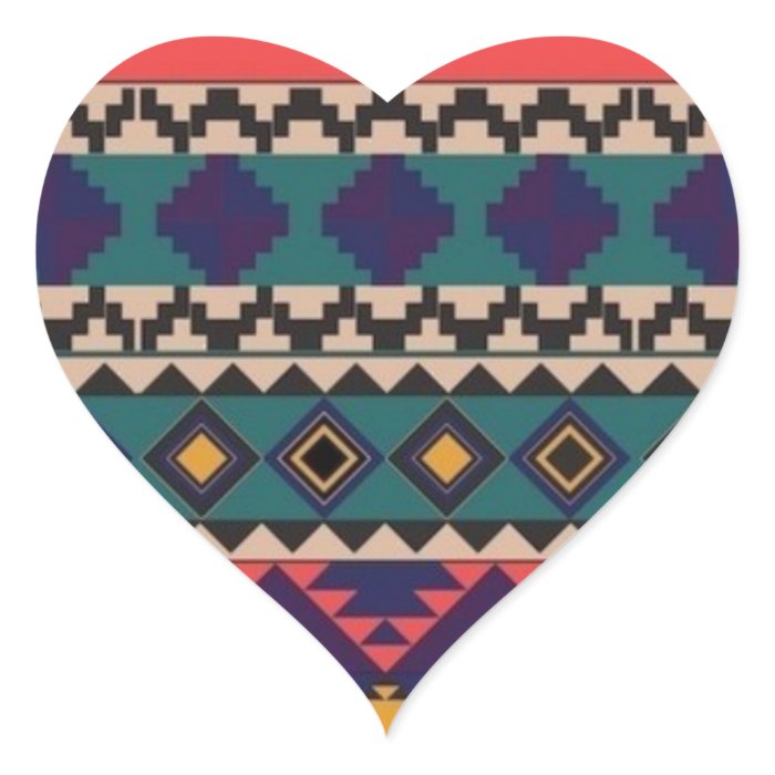 aztec print heart sticker