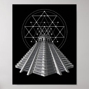 Aztec Pyramid Ancient Mayan Sacred Geometry Poster