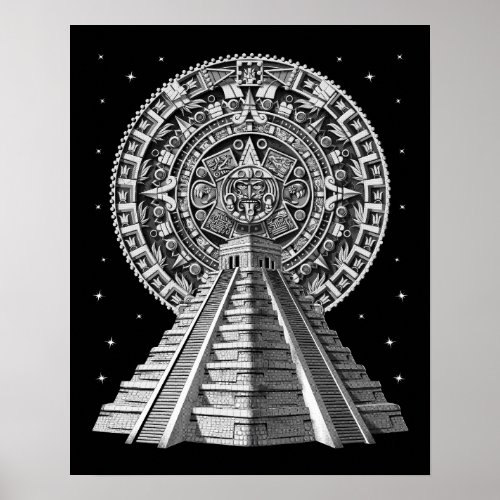 Aztec Pyramid Calendar Poster
