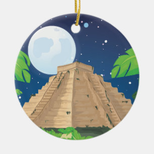Aztec Pyramid Ceramic Ornament