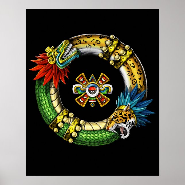 Aztec Quetzalcoatl Jaguar Poster (Front)
