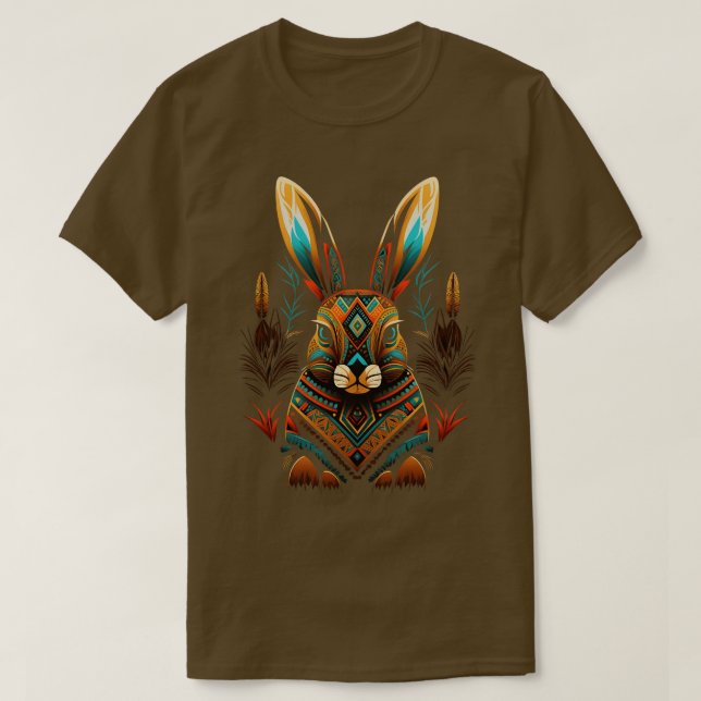 Aztec Rabbit Azteca Art Indigenous Mexico Style An T-Shirt (Design Front)