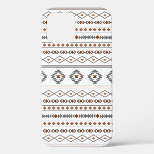 Aztec Reds Grays White Mixed Motifs Pattern iPhone 12 Case