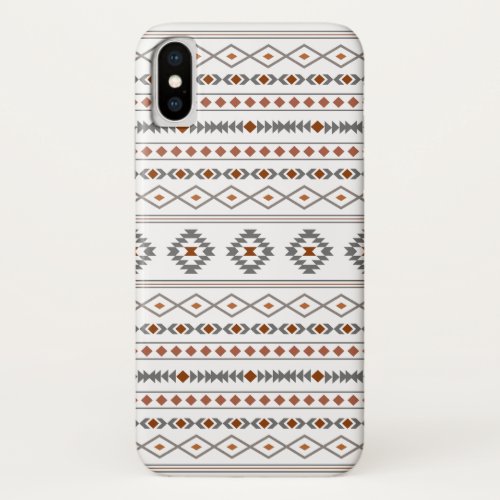 Aztec Reds Grays White Mixed Motifs Pattern iPhone X Case