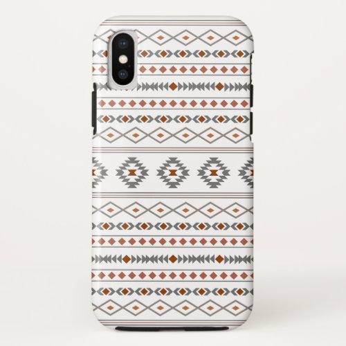 Aztec Reds Grays White Mixed Motifs Pattern iPhone X Case