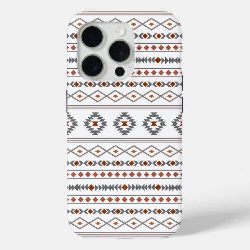 Aztec Reds Grays White Mixed Motifs Pattern iPhone 15 Pro Case