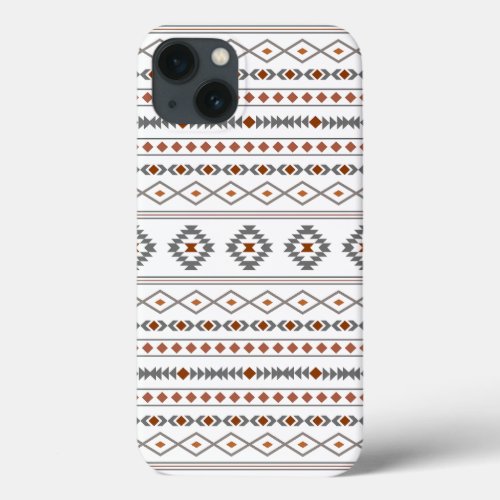 Aztec Reds Grays White Mixed Motifs Pattern iPhone 13 Case