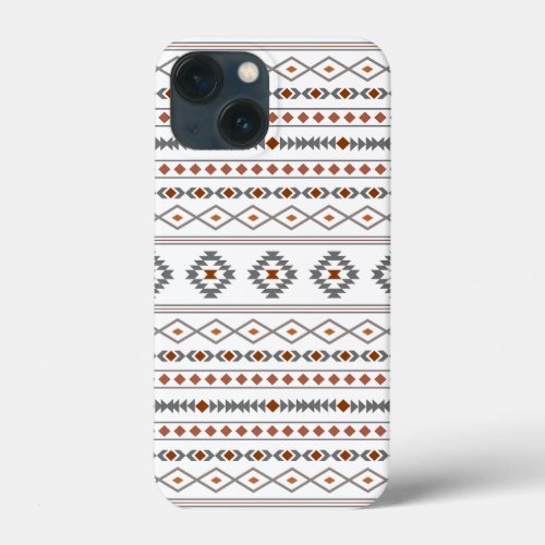Aztec Reds Grays White Mixed Motifs Pattern iPhone 13 Mini Case