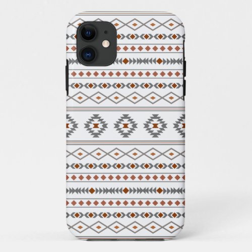 Aztec Reds Grays White Mixed Motifs Pattern iPhone 11 Case