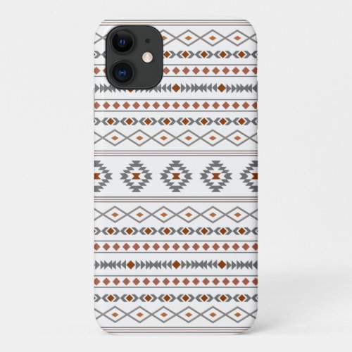 Aztec Reds Grays White Mixed Motifs Pattern iPhone 11 Case